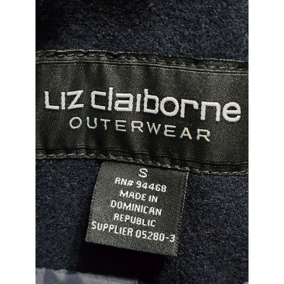 Liz Claiborne Navy Blue Wool Blend Pea Coat Fit Flare Double Breasted Small NWT - Picture 5 of 14